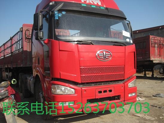 供应二手解放轻型13米二拖三高栏半挂车